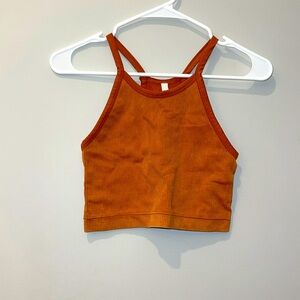 SO Orange Ribbed Cropped Top Small